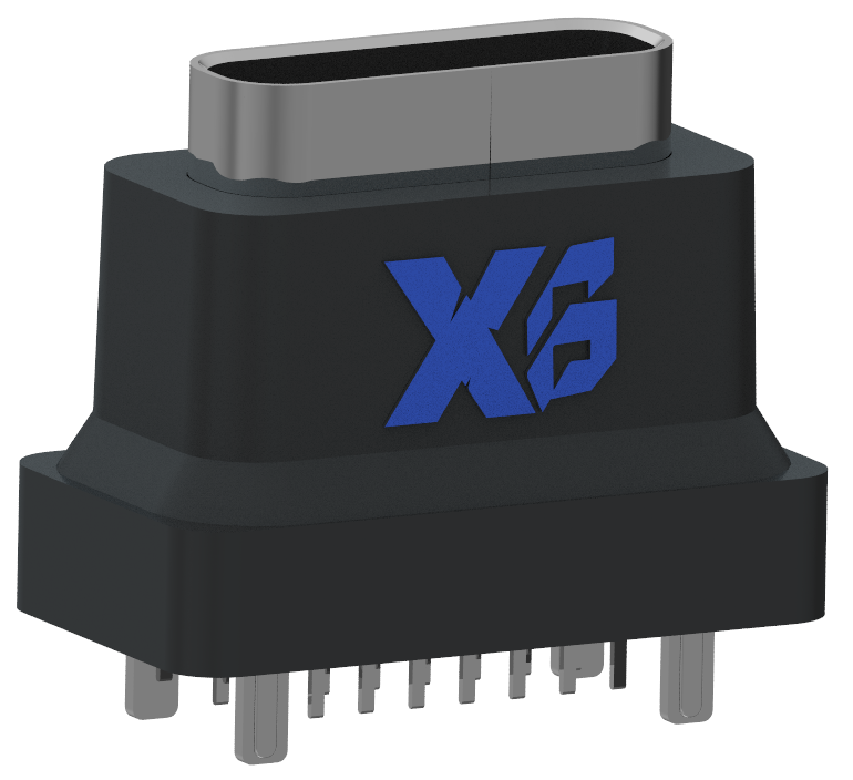 XB-TYPE C 16P-3-X XB防水TYPE C 16P高10mm IPX7 立式Type c防水母座DIP H=10.0